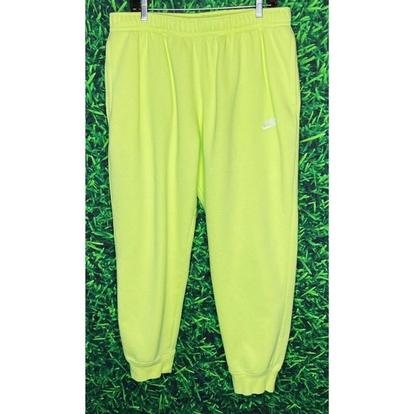 Nike Sportswear Club Fleece Liquid Lime Green Jogging Pants BV2671-736 Men's XXL - Picture 2 of 6